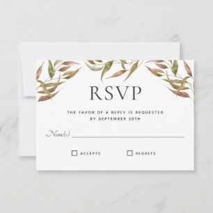 Autumn Laurel Wreath Monogram Wedding RSVP Invitation