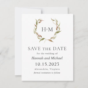 Autumn Laurel Wreath Save the Date with Photo