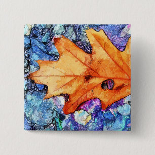 AUTUMN LEAF 15 CM SQUARE BADGE