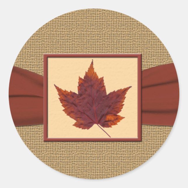 Autumn Leaf 1.5" Diameter Round Sticker (Front)