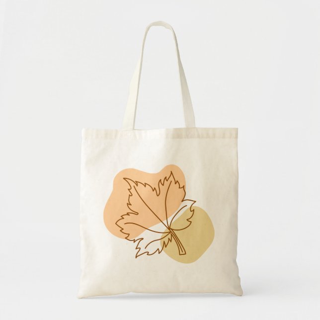 Autumn Leaf & Abstract Blob Shape Grocery Shopping Tote Bag (Front)