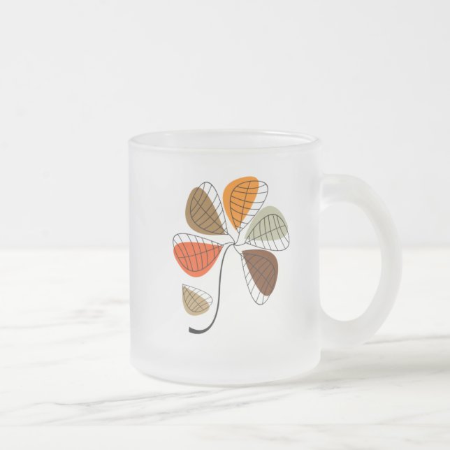 Autumn Leaf Abstract Frosted Glass Coffee Mug (Right)