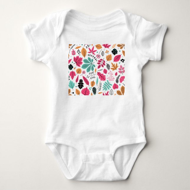 Autumn Leaf Abstract Seamless Pattern Baby Bodysuit (Front)