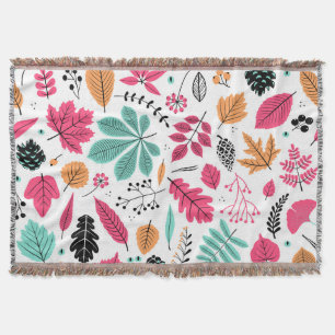 Autumn Leaf Abstract Seamless Pattern Throw Blanket