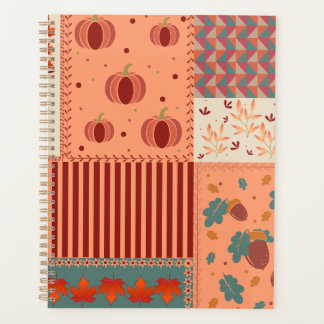 Autumn Leaf Acorn Patchwork Pattern Art Planner