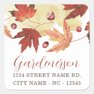 Autumn Leaf and Cranberry Square Sticker