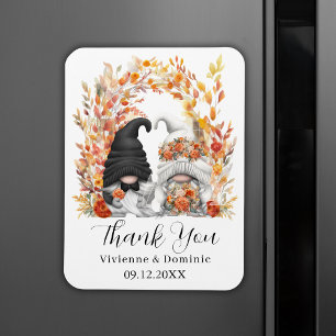 Autumn Leaf Arch Gnome Wedding Thank You Card Magnet