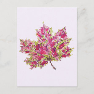 Autumn Leaf Colourful Watercolor Boho Postcard