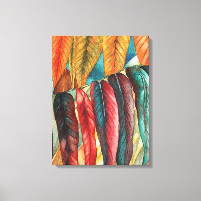 autumn leaf colours original stylised modern art canvas print (Front)