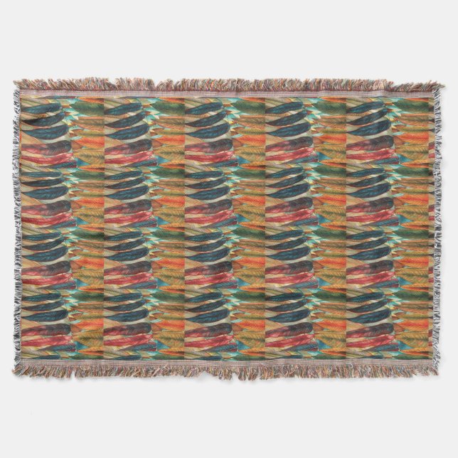 autumn leaf colours original stylised modern art throw blanket (Front)