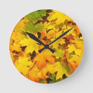 Autumn Leaf Colours Tree Party Destiny Celebration Round Clock