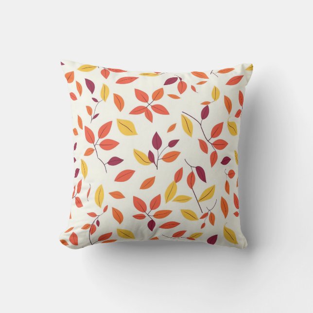 Autumn Leaf Cushion - Cozy Fall Colours  (Front)