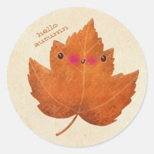 Autumn Leaf Cute Halloween Thanksgiving Fall Decor Classic Round Sticker