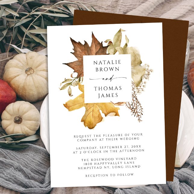 Autumn Leaf | Elegant Watercolor Fall Wedding Invitation (Creator Uploaded)