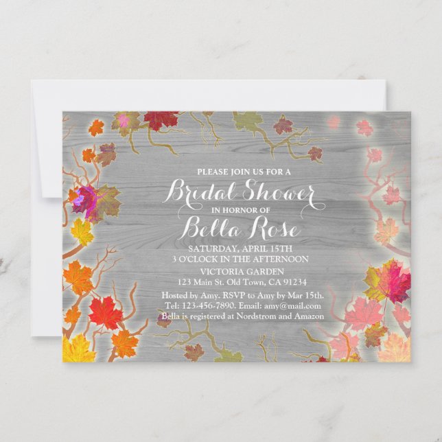 Autumn leaf fall bridal shower invites autm4 (Front)