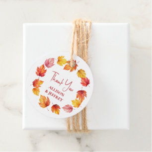 Autumn Leaf Fall Modern Wedding Burnt Rust Favour Tags