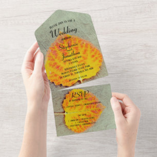 Autumn Leaf Fall Wedding All In One Invitation