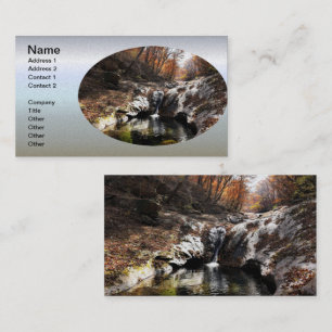 Autumn Leaf Foliage and Waterfall Business Card