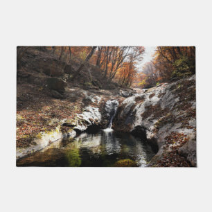 Autumn Leaf Foliage and Waterfall Floor Mat