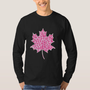 Autumn Leaf  For Girls Women leopard Pink leaf pri T-Shirt