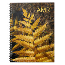 Autumn Leaf Golden Fern Photo with Monogram