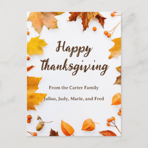 Autumn Leaf Happy Thanksgiving Greeting Postcard