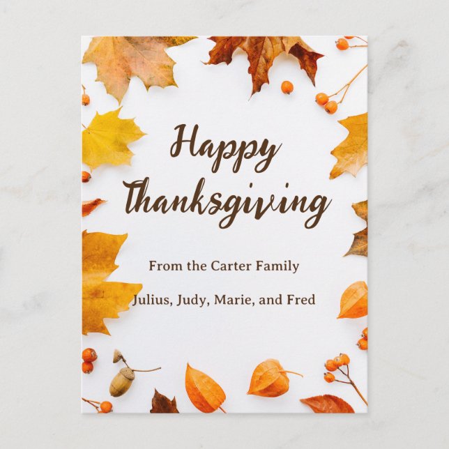 Autumn Leaf Happy Thanksgiving Greeting Postcard (Front)