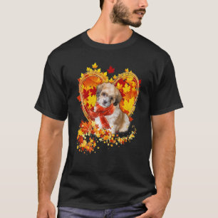 Autumn Leaf Heart Shichon Scarf Fall T-Shirt