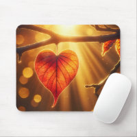Autumn Leaf Heart With Sun Glow