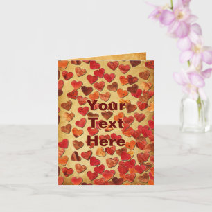 Autumn Leaf Hearts On Old Paper Card