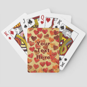Autumn Leaf Hearts On Old Paper Playing Cards