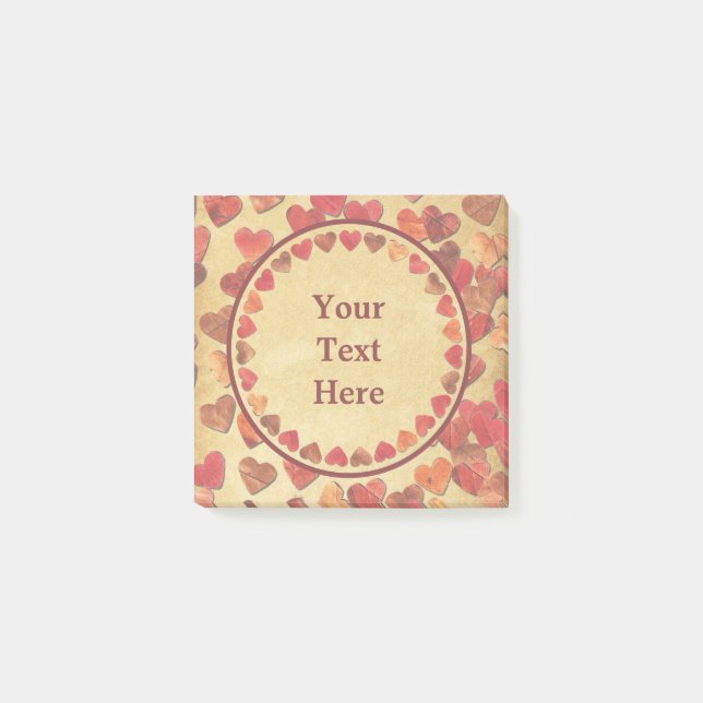 Autumn Leaf Hearts On Old Paper Post-it Notes (Front)