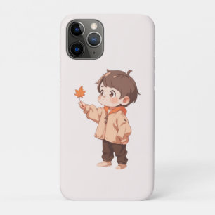 Autumn leaf held by a cute little boy iPhone 11 pro case