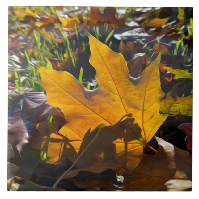 Autumn leaf in the sun tile (Front)