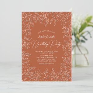 Autumn Leaf   Modern Fall Birthday Party Invitation