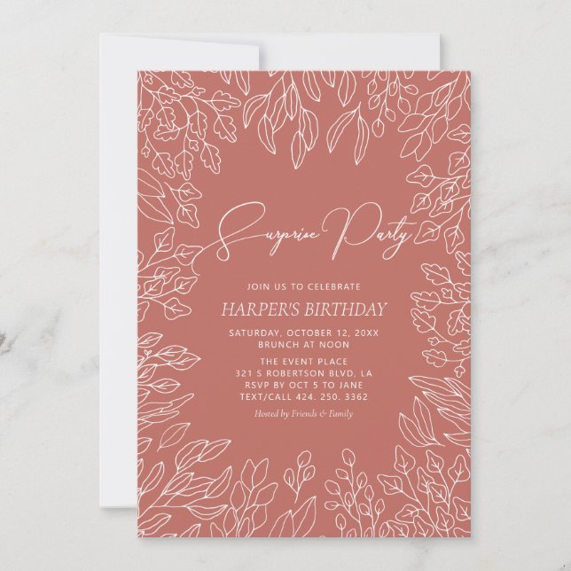 Autumn Leaf | Modern Fall Pattern Birthday Party Invitation (Front)