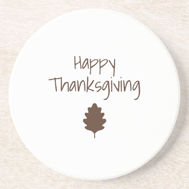 Autumn Leaf Modern Family Simple Thanksgiving Coaster (Front)