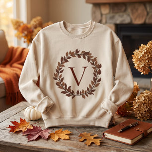 Autumn Leaf Monogram Initial Name Fall Design Sweatshirt