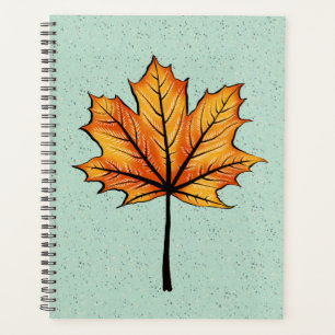 Autumn Leaf On Blue Decorative Botanical Art Planner
