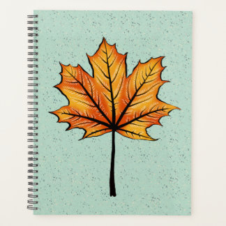 Autumn Leaf On Blue Decorative Botanical Art Planner