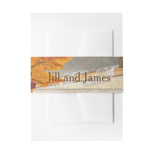 Autumn Leaf Orange Wedding Invitation Belly Band