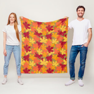 Autumn Leaf Pattern Fleece Blanket