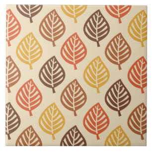 Autumn Leaf Pattern in Fall Colours Tile