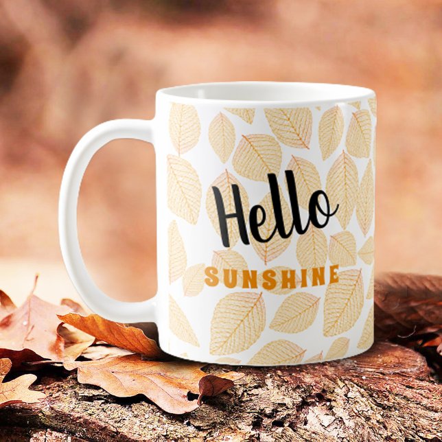 Autumn Leaf Pattern Over White Template Coffee Mug (Creator Uploaded)