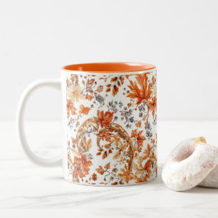 Autumn Leaf Pattern Two-Tone Coffee Mug