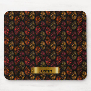 Autumn Leaf Pattern with DIY Text Mouse Mat