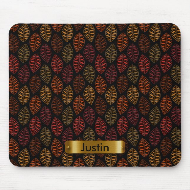 Autumn Leaf Pattern with DIY Text Mouse Mat (Front)