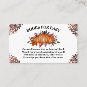 Autumn leaf Pumpkin Baby Shower Books for Baby Enclosure Card