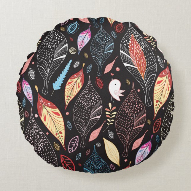 Autumn leaf texture round cushion (Front)