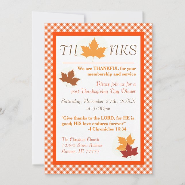 Autumn Leaf - Thanksgiving Dinner Invitation (Front)